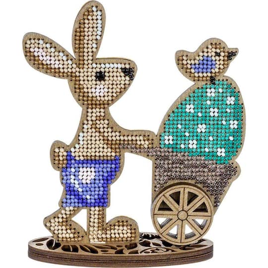 Wonderland Crafts Bunny & Egg Stroller Bead Embroidery on Wood Kit